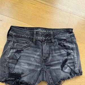American Eagle Outfitters Black Distressed Jean Shorts